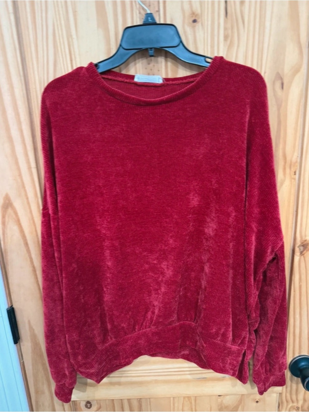Women's Plush Red Velvet Pullover Sweatshirt